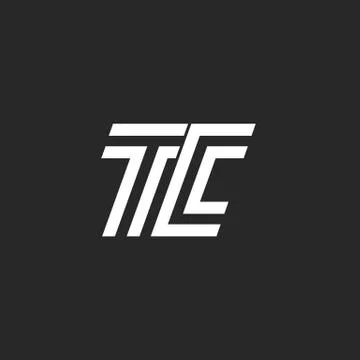 Monogram letter TC logo, linked two capital letters C and T emblem black and  Stock Illustration