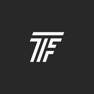Monogram letter TF logo, linked two capital letters T and F emblem black and  Stock Illustration