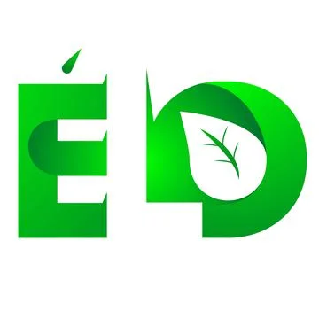 Monogram letters ELO gradient green color with sheets inside letter O Stock Illustration