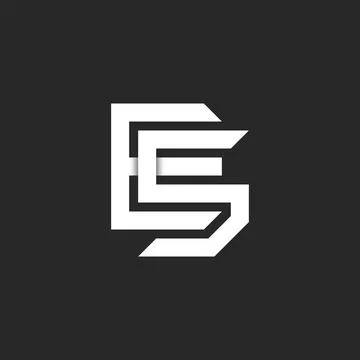 Monogram letters SE or ES Initials logo, overlapping white lines, two letter  Stock Illustration