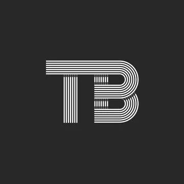 Monogram letters TB or BT initials logo mockup, overlapping parallel lines .. Stockillustratie