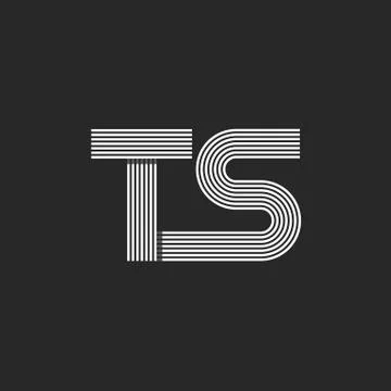 Monogram letters TS logo, combination two letter T and S, mockup wedding invi Stock Illustration