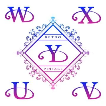 Monogram logo. Abstract style. Letter emblem W, X, Y, U, V Stock Illustration