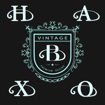 Monogram logo. Abstract style. Letter emblem H, A, B, X, O Stock-Illustration
