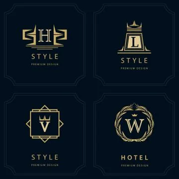 Monogram logo. Abstract style. Letter emblem H, L, V. W Stock-Illustration
