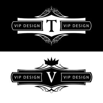 Monogram logo. Abstract style. Letter emblem T, V Stock Illustration