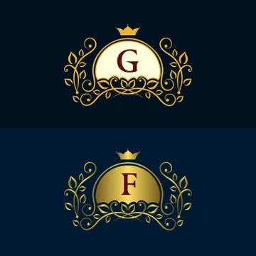 Monogram logo. Abstract style. Letter emblem G, F Illustrazione stock