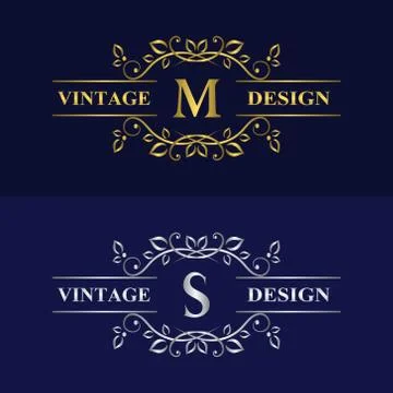 Monogram logo. Abstract style. Letter emblem M, S Stock-Illustration