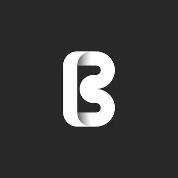 Monogram logo B bold letters, 3d effect with shadows white endless line ident Stock Illustration