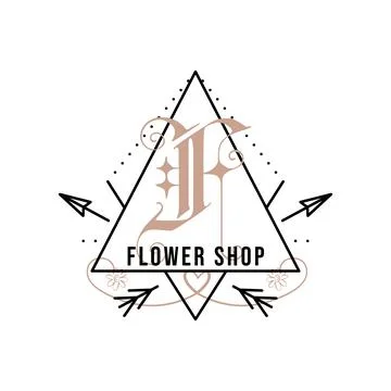 Monogram logo design. Classic monogram - Flower shop. Stylish badge for web and Illustrazione stock