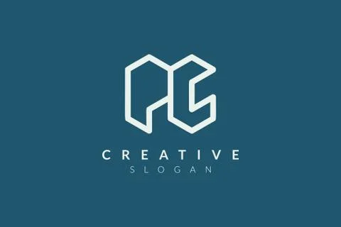 Monogram logo design for letters P and C minimalist. Simple and modern vector Stock Illustration
