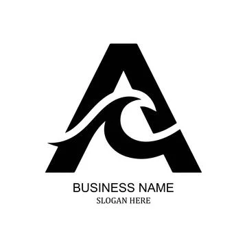 A Monogram Logo Design with Ocean Wave and Surf Motif Stock Illustration