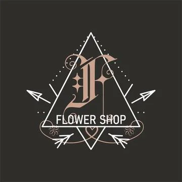 Monogram logo designs Classic monogram - flower shop. Stylish badge for web and Stock-Illustration