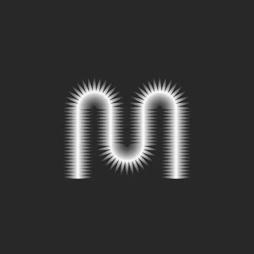 Monogram logo M letter 3d, tech metallic gradient mark Illustrazione stock