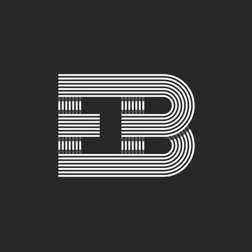 Monogram logo mockup featuring initials EB or BE overlapping parallel thin .. Illustrazione stock