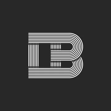 Monogram logo mockup: IB or BI initials. Overlapping parallel lines, black .. 스톡 일러스트
