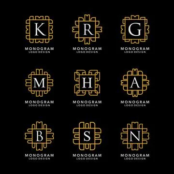 Monogram Logo Template Vector Set Stock Illustration