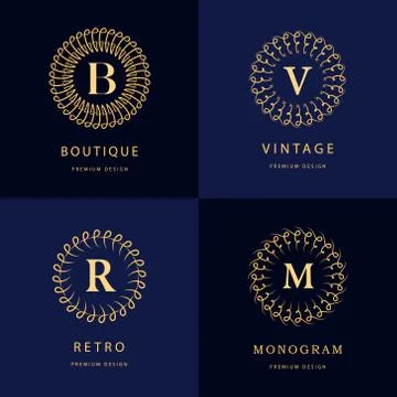 Monogram logos. Abstract style Letter emblems Stock-Illustration
