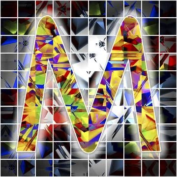 Monogram M with kaleidoscope pattern Stock Illustration