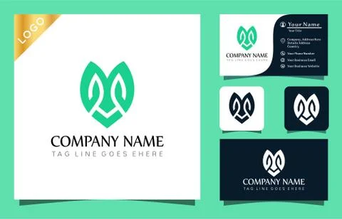 Monogram M Leaf logo design inspiration vector illustration with line art sty イラスト素材