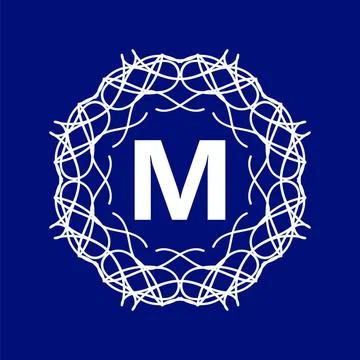 Monogram M Simple Monogram M Design Template on Blue Background Copyright:... Stock Photos