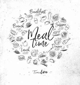 Monogram meal time Stock Illustration