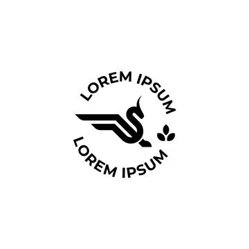 Monogram monoline dragon logo stamp. Vector illustration Stock Illustration