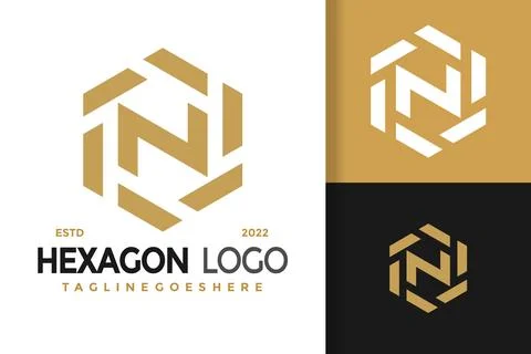 Monogram N Hexagon Logo Logos Design Element Stock Vector Illustration Templa Illustrazione stock