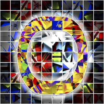 Monogram O with kaleidoscope pattern Illustrazione stock