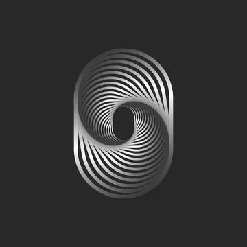 Monogram O logo letter infinity fractal shape design mockup or zero 0 symbol, Stock Illustration