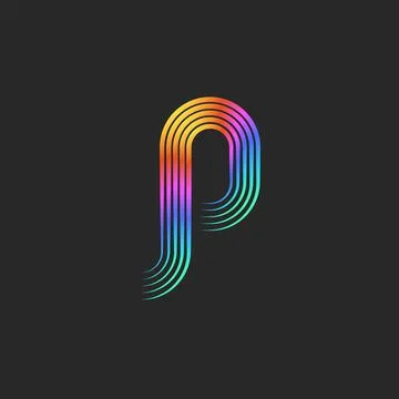 Monogram P letter initial logo, linear shape trendy bright gradient, parallel Stock Illustration