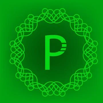 Monogram P Simple Monogram P Design Template on Green Background Copyright... Stock Photos