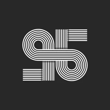 Monogram qb or bq letters logo or 96 number, overlapping parallel thin line.. Stock Illustration