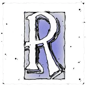 Monogram R draft and draw Stock Illustration