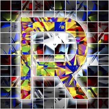 Monogram R with kaleidoscope pattern 스톡 일러스트