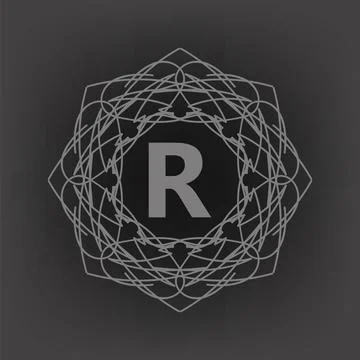 Monogram R Simple Monogram R Design Template on Grey Background Copyright:... Stock Photos