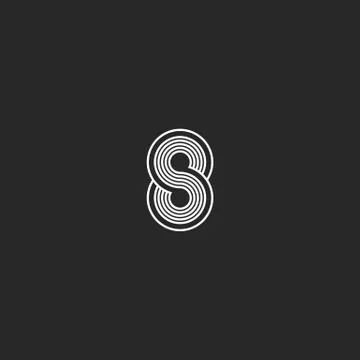 Monogram S letter logo in shape hipster number 8, thin lines infinity symbol  イラスト素材