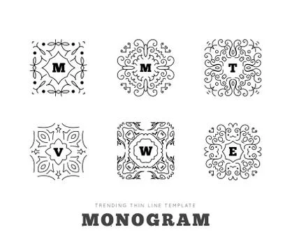Monogram series with letters on white background Illustrazione stock