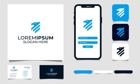 Monogram Shield Eagle Logo Design Vector Stock Illustration