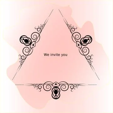 Monogram. Square frame with delicate pink color. Stockillustratie