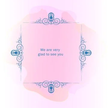 Monogram. Square frame with delicate pink color. Illustrazione stock