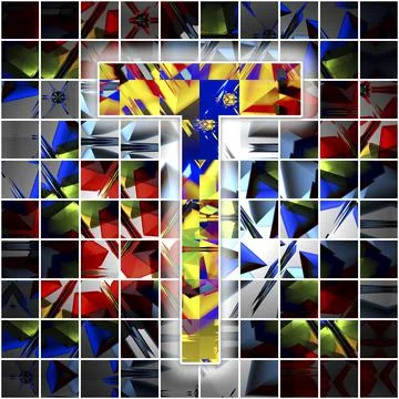 Monogram T with kaleidoscope pattern 스톡 일러스트