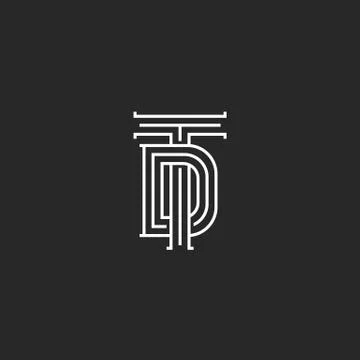 Monogram TD or DT initials of the logo, a combination of two crossed letters  Stock Illustration