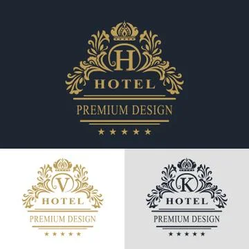 Monogram template. Calligraphic line art logo design. Letter emblem sign T, W, H Stock-Illustration