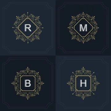 Monogram template logo. Letter emblem sing R, M, B, H Stock-Illustration