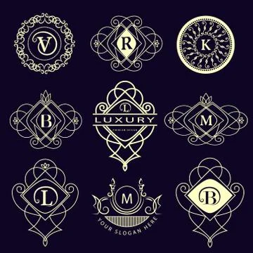 Monogram template logo. Letter emblem sing R, V, B, M Stock-Illustration
