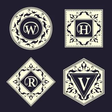 Monogram template logo. Letter emblem sing W, H, R, V Illustrazione stock
