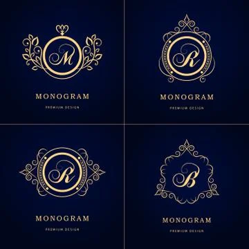 Monogram template logo. Letter emblem sing M, R, B Illustrazione stock