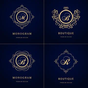 Monogram template logo. Letter emblem sing M, R, B 스톡 일러스트