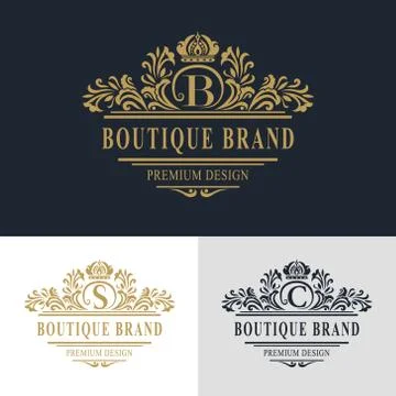 Monogram template logo. Letter emblem sing B, S, C Stock-Illustration